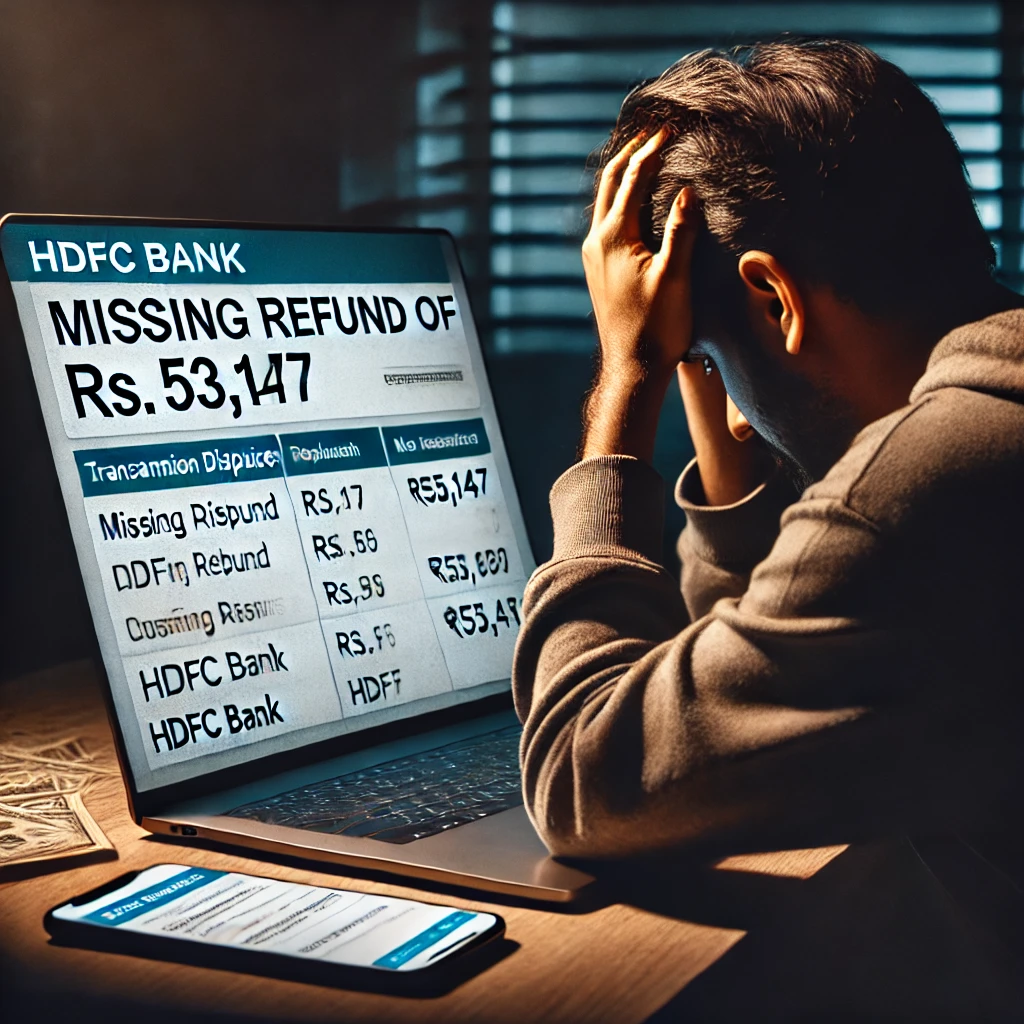 HDFC Bank Not Refunding Money Rs.53147 – A Customer’s Struggle and How to Get Your Money Back